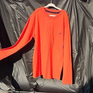 Boys Nautica Long Sleeve Shirt in Vibrant Orange with Nautical Logo Size 10/12